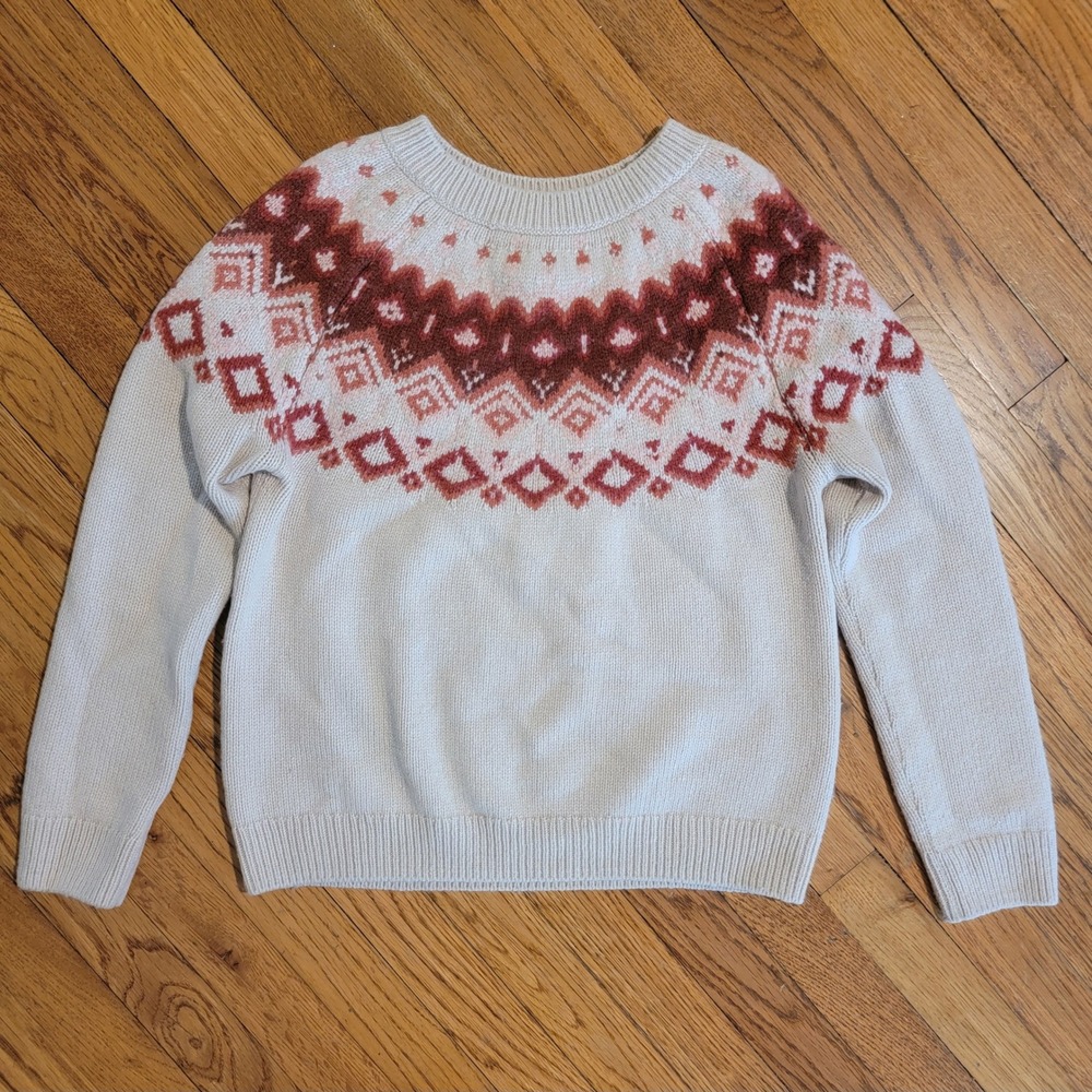 Orvis Fair Isle Nordic Crewneck‎ Sweater Women's Size Small Wool Cashmere Blend
